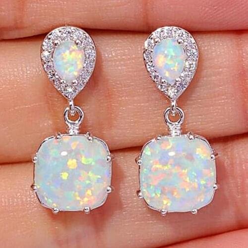 2020 New Fashion Women Fire Opal Inlaid Pendant Ear Stud Earrings Party Jewelry Accessory Earrings For Women Starry Night Gifts