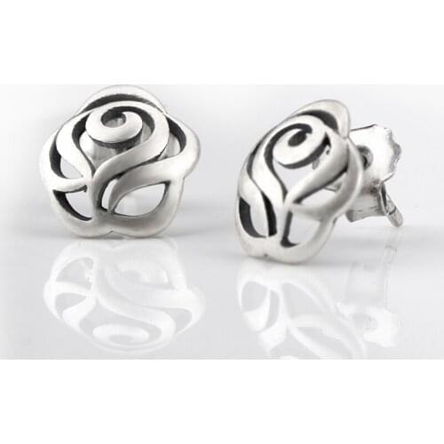 925 Sterling Silver Stud Earrings Perfume Hollow Rose Floral Earrings For Women Girls Wedding Jewelry Hot Selling