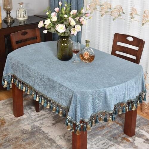 High-quality blue Oval tablecloth for table home Round Dual-Purpose cloth Banquet Long Oval Fabric Tablecloth for business party