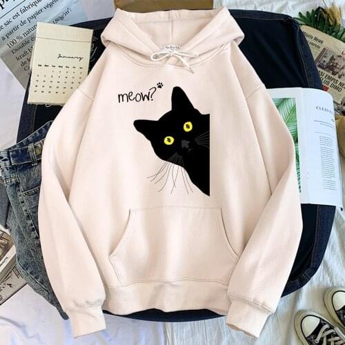 Hoody Big Black Cat Personality Print Hoodie Womens Streetwear Warm Hoodies For Girls Fashion Winter Women Sweatshirt And Hoodie