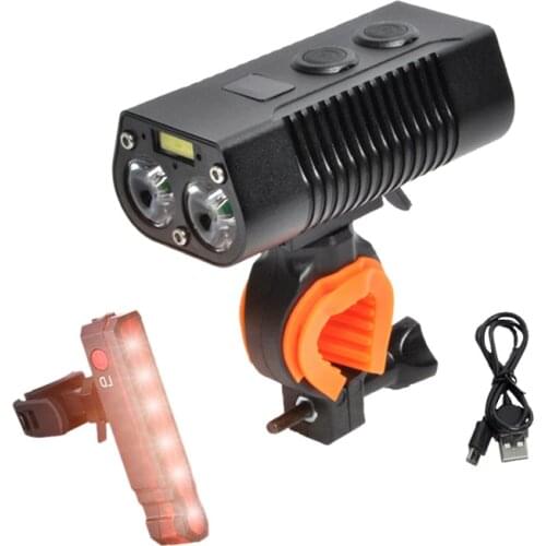 USB Front Bike Light Digital Power Display Bicycle Lamp Waterproof MTB Cycling Toch with Rear Lamp