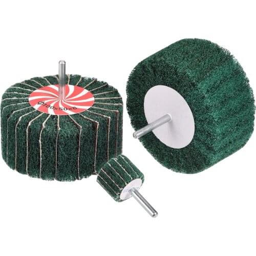Uxcell 3 Sizes Abrasive Wheel Set Cylindrical Head Nylon Fiber Polishing Wheels 30mm/100mm/100mm for Rotary Tool Green
