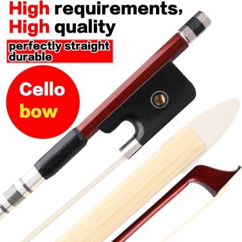 High Grade Cello Bow 4/4 3/4 Brazil Wood Ebony frog Colored Shell White Horse Hair Violincello Bow parts accessoire