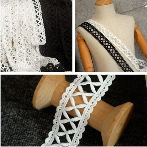 3.5cm wide hollow water-soluble lace accessories clothing handmade diy decorative skirt material black white