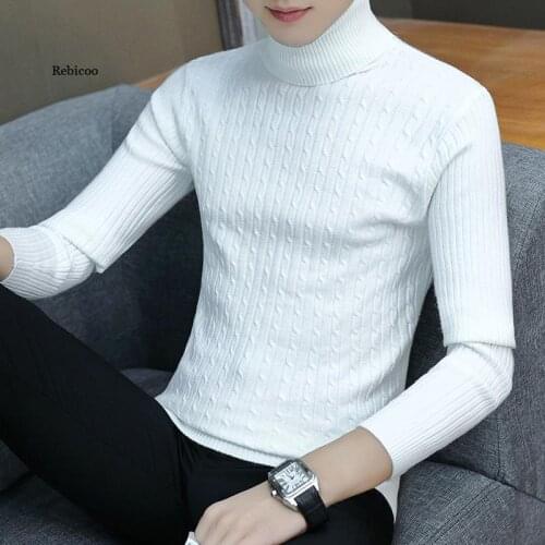 Winter Warm Turtleneck Sweater Men Fashion Christmas Sweaters Knitted Mens Sweaters Casual Trendy Male Slim Fit Pullover