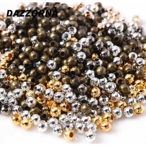 100Pcs/Lot Golden/Silver Tone Metal Iron Beads 4mm Smooth Ball Spacer Beads For DIY Jewelry Making Bracelet Necklace Accessories