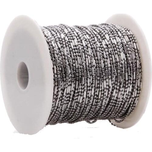 1.5/2/2.4/3.2mm New Arrive Stainless Steel Silver Color 1:3 Hexagon Bead Ball Chain Necklace DIY Jewelry 16-40" Wholesale Bulk