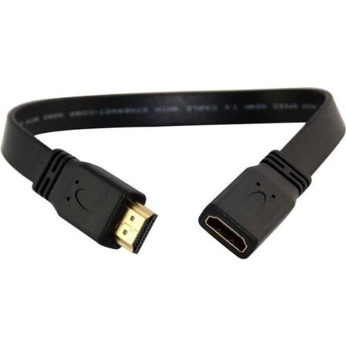 1Ft 30cm Gold HDMI Female Jack to Male F/M Extension Lead Cord Flat Cable HDTV