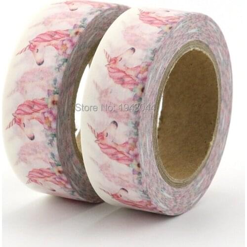 1X DIY Beautiful Unicorn Washi Tape Japanese Paper Masking Tapes Adhesive Tapes Stickers Decorative Stationery Tape 1.5cm*10m