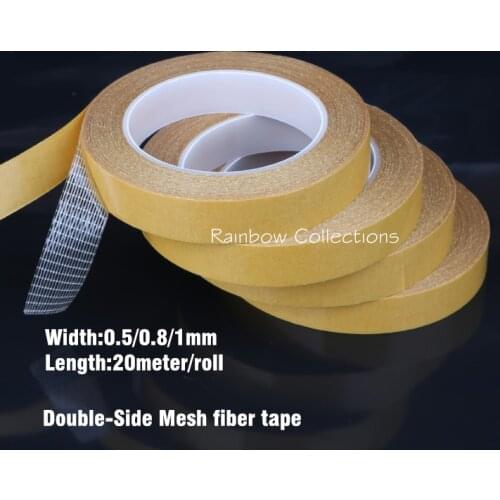 2pcs/lot Width 5/8/10mm ,L20Meter Double-Sides Tape Grid Fiber Transparent Strong Adhesive Mesh Fiber Tape