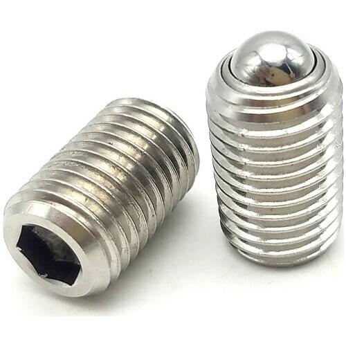 2pcs M6-M16 stainless steel Allen roller type bead positioning screw rolling ball head spring plunger bolt
