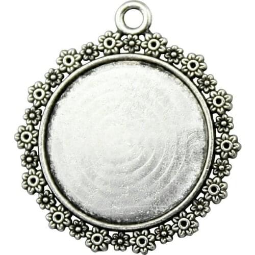20mm 30mm Inner Size Antique Bronze Antique Silver Color New Fashion Flower Cameo Cabochon Pendant Base Setting