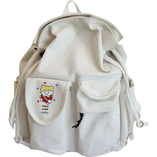 2020 Hot Solid Canvas Backpack For Teenagers Women New Casual Large Capacity School Bag Simple College Wind Travel Backpack