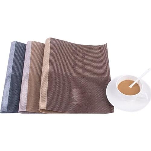 30x45cm Vinyl Table Placemats Stain Resistant Anti-slip Rectangle Home Hotel Coaster Table Pad Mats Home Decor Teslin Table Mats