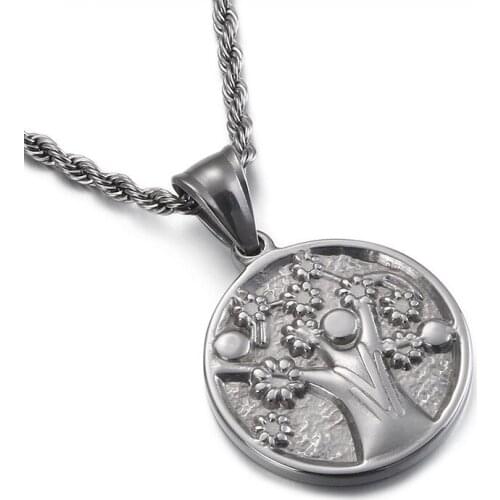 316 stainless steel simple life tree boy tag necklace titanium steel fashion trendy men daily pendant accessories