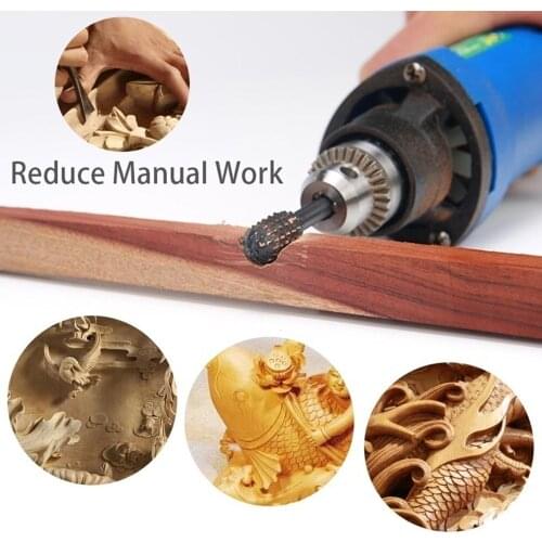 5Pcs Woodworking Mace Rod Rotating DIY Tool Grinding Head Rotary Drill Bit Set
