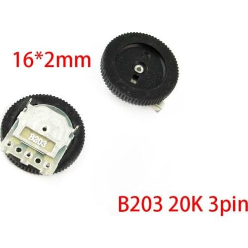 5pcs Gear tuning potentiometer B203 20K 3pin 16*2mm Dial Potentiometer