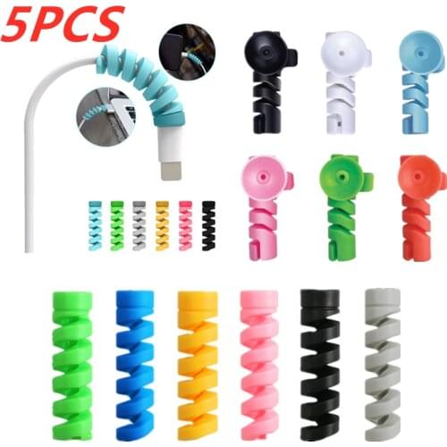 5PCS Cable Protector Silicone Wire Winder Organizer Protective Sleeve for Cellphone USB Charger Charging Cord Protection