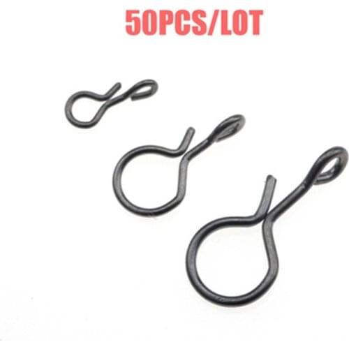50pcs/lot Fly Fishing Snap Quick change connect snap for Flies Hook & Lures Black Color High Carbon Steel Tackle