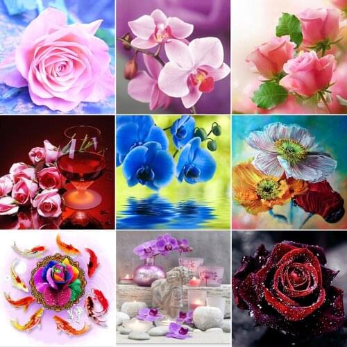 5D DIY Diamond Painting Flower Rose Cross Stitch Kit Full Drill Square Embroidery Mosaic Art Picture of Rhinestones Decor Gift