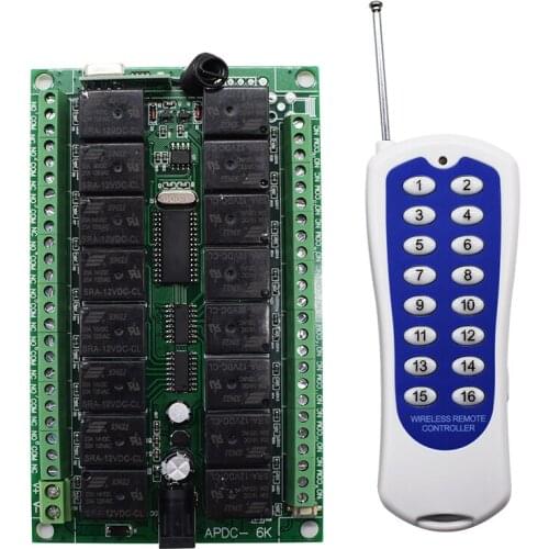 Long Range DC12V 16CH Radio Controller RF Wireless Remote Control Switch System 433 Mhz Transmitter & Receiver