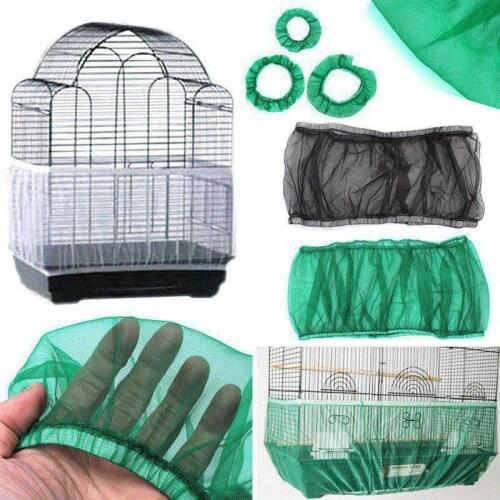 Nylon Soft Airy Fabric Mesh Bird Cage Cover Shell Skirt Seed Catcher Guard Easy Cleaning Bird Cage Cover Catcher Bird Supplies