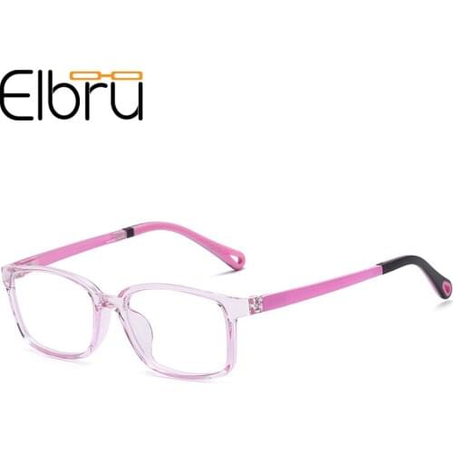 Elbru Super Clear Glasses Frames Soft Square Anti-blue Light Childrens Optical Glasses Anti-radiation Glasses For Boys Girls