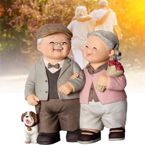 Figurine The Elderly Couple Birthday Wedding Home Living Room Resin Decoration Figurines Home Decor Room