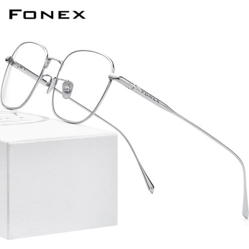 FONEX Pure Titanium Glasses Men Square Eyewear 2020 New Fashion Male Prescription Optical Myopia Eyeglasses Frames 8560