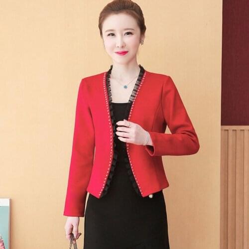 Suede Oversized Coat Women Pearl Beading Jacket Autumn Bolero Biker Motorcycle Jackets Female Luxury Flounce Trim Streetwear