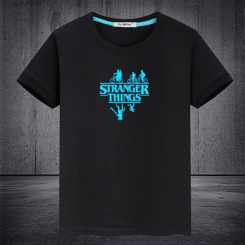 Hot TV Stranger Things letters Weird Luminous T-shirt Casual Unisex Tops Vest Tees Short sleeve Men T-shirt Kids T Shirt