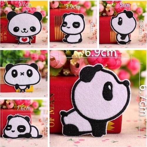 Cartoons Panda Animal Patches Flower Stickers Diy Iron on Clothes Heat Transfer Applique Embroidered Applications Cloth Fabric
