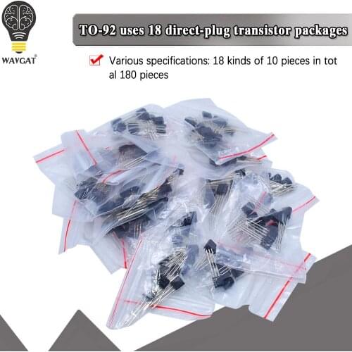 Transistor Assorted Kit (TO-92) 18kinds*10pcs=180pcs 2N2222 S9013 S9014 S9015 S9018 S8050 S8550 5551 5401 2N3904 2N3906 C1815