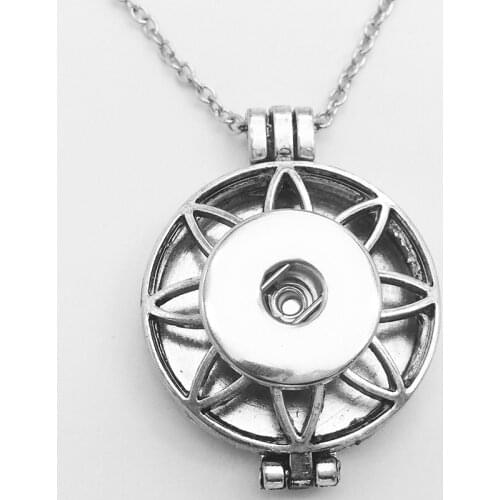 New Retro Bohemia flower romatherapy photo frame Lockets Pendants snap button Necklace ( fit 18mm 20mm snaps ) NR7701