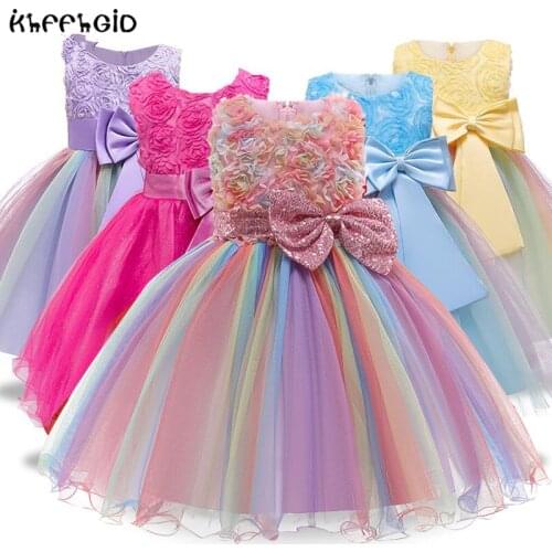 Christmas Princess Flower Girl Dress SummerTutu Wedding Birthday Party Dresses For Girls bowknot dress Children Party Vestido