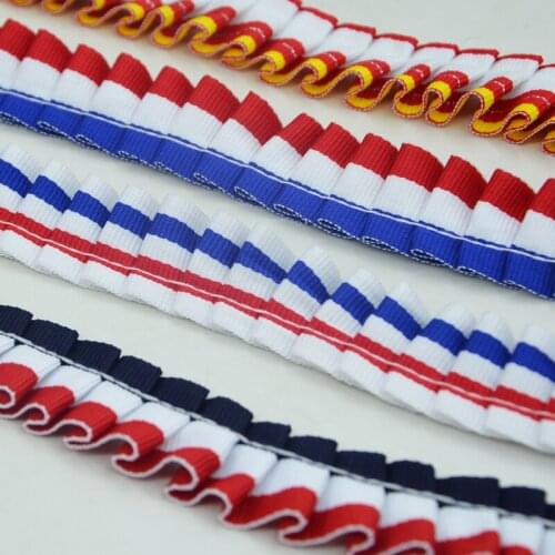 10yards Size 2.5CM 4colors Option Worldcup Cheering Dress Pleated Lace Cute Lovely Youthful Gathered Lace Trims For Girl Dress