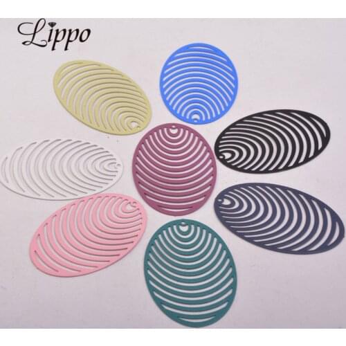 30pcs AB5175 Ripple Shape Oval Article Charms Brass Ear Base Pendant DIY Jewelry Findings