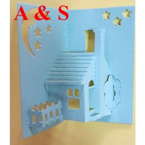 Q61 Metal cutting dies 3D stereo house lovely family moon star Scrapbook card paper craft home decoration embossing stencils cut