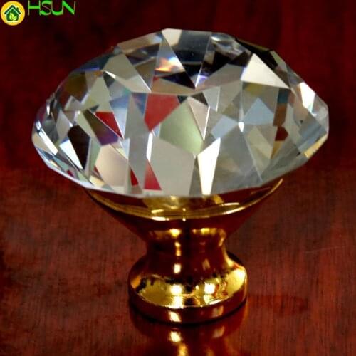 Diameter 50/ 60mm Glass Crystal Kitchen Cabinet Cupboard Door Handles Silver Gold Diamond Head Drawer Tv Cabinet Knobs Pulls