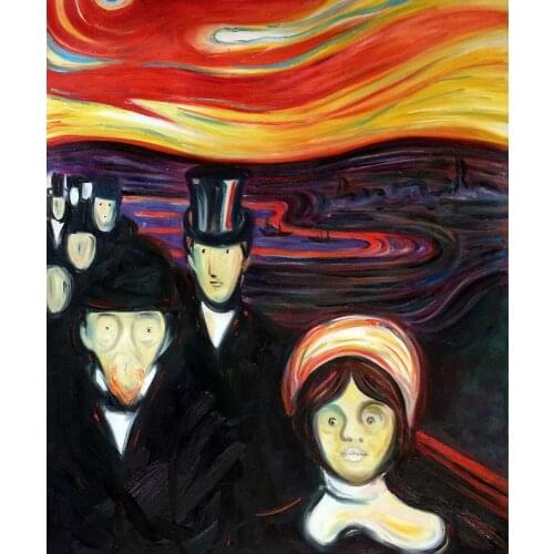 High Quality Abstract Art Anxiety, 1894 by Edvard Munch Portrait Oil Painting on Canvas Hand Painted Wall Decoration Unframed