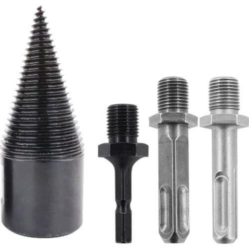 4pcs Removable Firewood Log Splitter Drill Bit, Wood Splitter Drill Bits Split Drilling Tools Drill Bit Wood chopping bit
