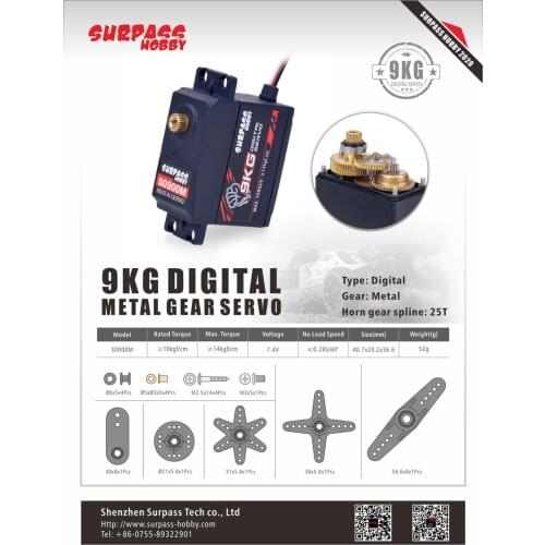 RC Car Servo 9KG Metal Gear Servo Digital for 1/10 1/8 High-Speed RC Car Aircraft RC Boat Smart Robot RC Model Accesorries