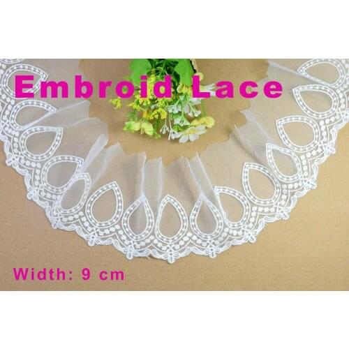 9cm width Cotton embroid lace sewing ribbon guipure trim or fabric diy craft supply wedding Accessories free shipping#3051