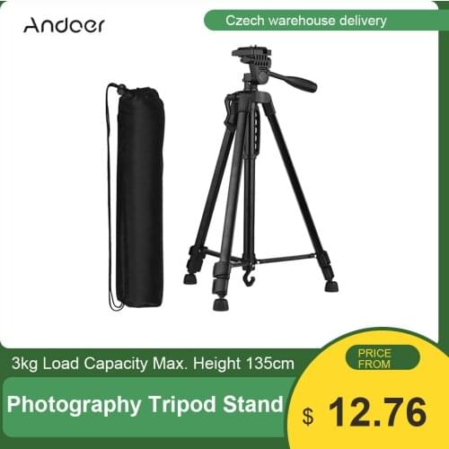 Andoer Photography Camera Tripod Stand Lightweight Aluminum Alloy with Carry Bag Phone Holder For Canon Sony Nikon DSLR Camera