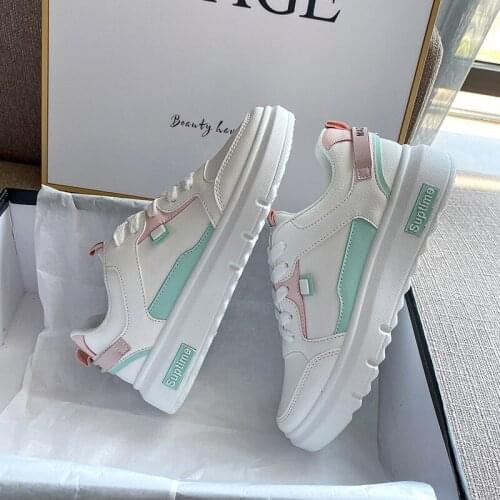 Leather shoes women new fashion casual thick-soled leather classic cotton and linen ladies casual white vulcanized shoes sports