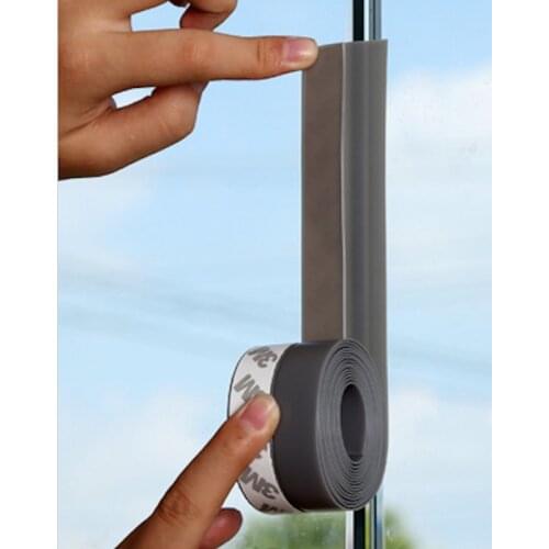 Weatherstrip Draft Stopper Frameless Door Window Seals Sliding Screen Sash Door Bottom Sealing 25mm / 35mm / 45mm x 5m Gray