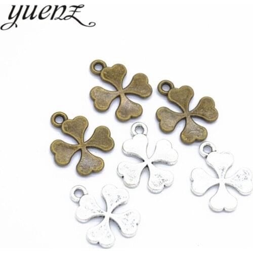 YuenZ 10pcs Antique silver color Charms lucky four leaf clover Making pendant fit DIY Handmade Jewelry 19*16mm Q409