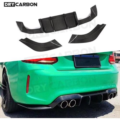 3Pcs / Set Carbon Fiber Rear Diffuser Lip for BMW F87 M2 M2C Competition 2016 - 2018 Car Rear Bumper Spoiler Splitters FRP