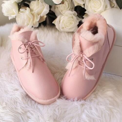 New Style Best Genuine Sheepskin Leather Woman Snow Boots 100% Natural Fur Snow Boots Warm Wool Womens Winter Boots