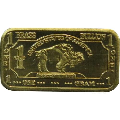 1gram brass buffalo bar